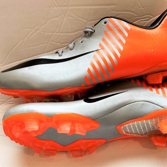 New Men Nike Soccer Shoes Mercurial Vaper Silver Orange Retro Rare Free Shipping